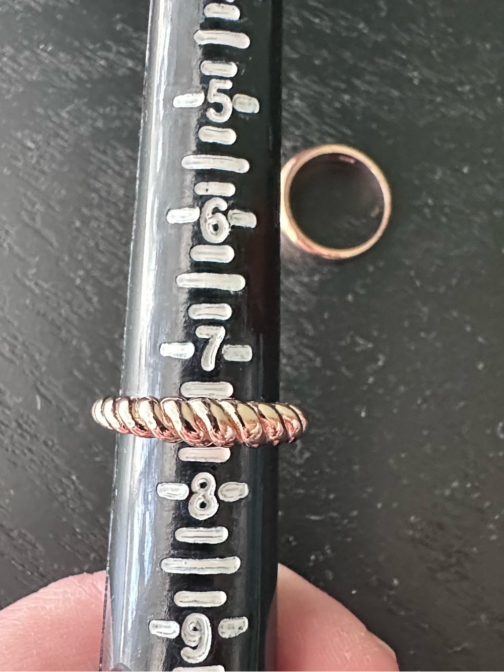Rose Gold over Sterling Silver Stacking Ring Duo — Dome and Twisted Bands - Picture 12 of 14